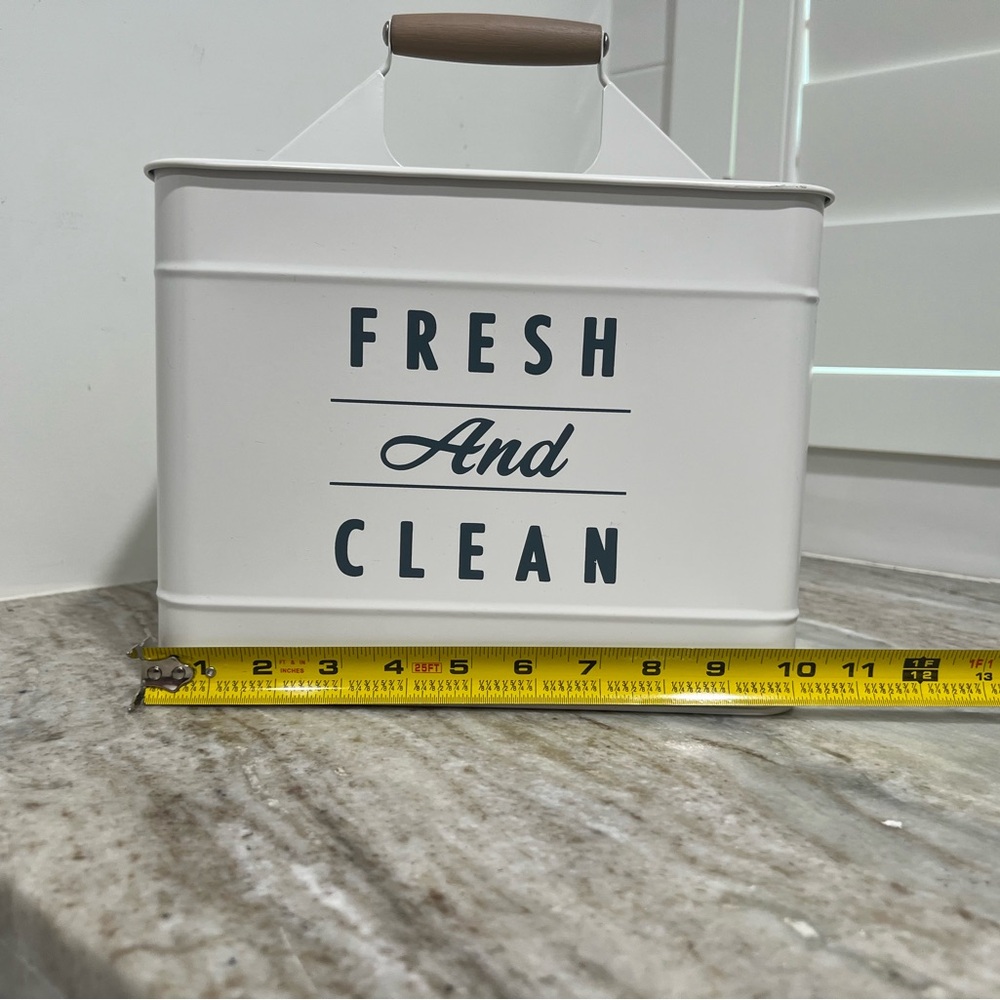 Vintage-Inspired White Laundry Canister Set with Navy Lettering - Picture 2 of 9